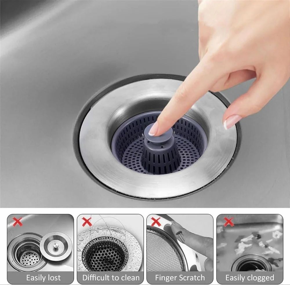 Stainless Steel 3 IN 1 KITCHEN SINK DRAIN STRAINER STOPPER