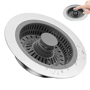 Stainless Steel 3 IN 1 KITCHEN SINK DRAIN STRAINER STOPPER